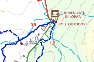 Routamap referenssi Saariselkä talvireitit kartta kävelyyn ja pyöräilyyn