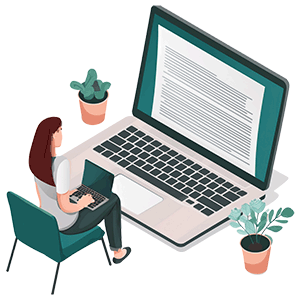 Nainen tekemässä sähköistä kiinteistökauppaa kannettavalla tietokoneella.